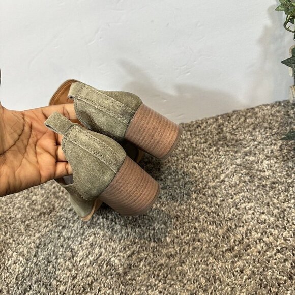 Lucky Brand Jorry Women's Ankle Boots Size 5.5 M Green Suede Leather Block Heel - Picture 6 of 11